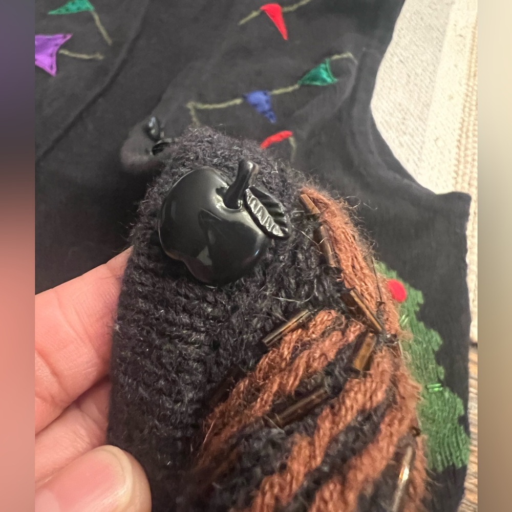 Bobbie Brooks Black Knit with Colorful Floral Design - Picture 8 of 13